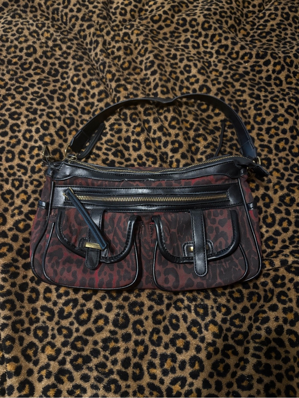 Angelkiss burgundy leopard purse